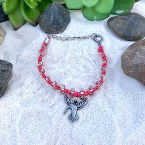 Hemp Macrame Pink Hummingbird Bracelet / Anklet